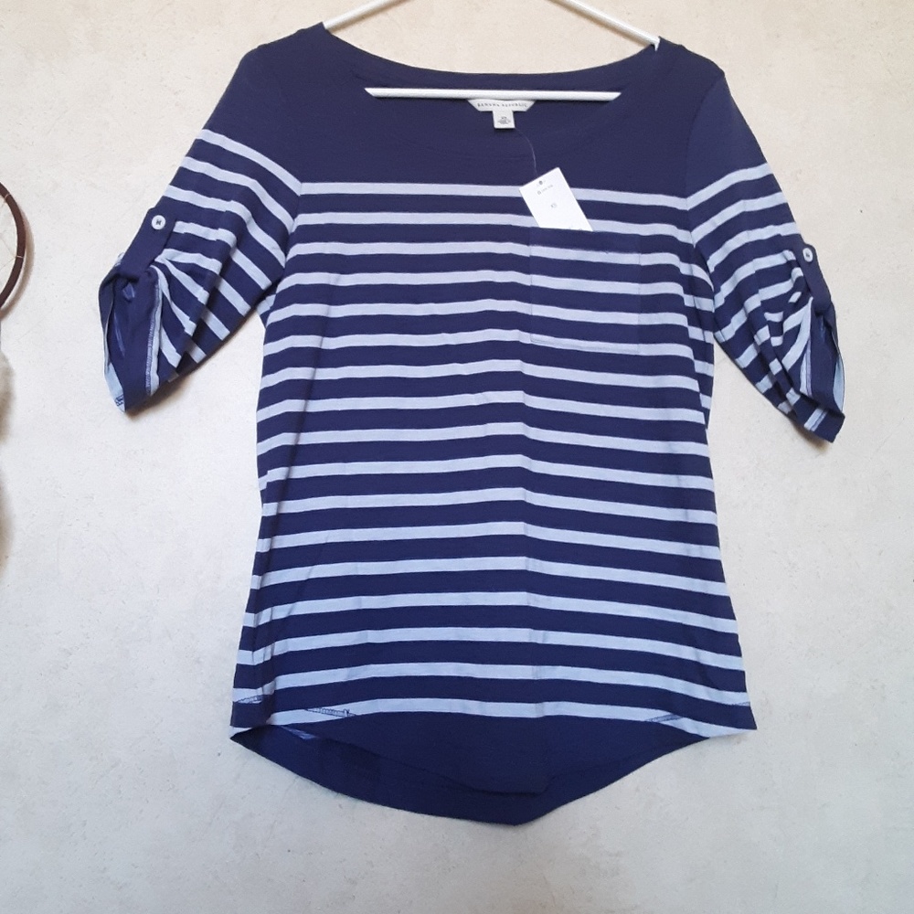 Banana republic blue and white striped shirt